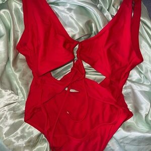 Red one piece swimsuit